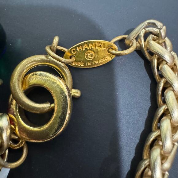 Chanel Vintage Green Red Blue Gripoix Sautoir Necklace Belt 72" 1980s Authentic - Picture 3 of 5